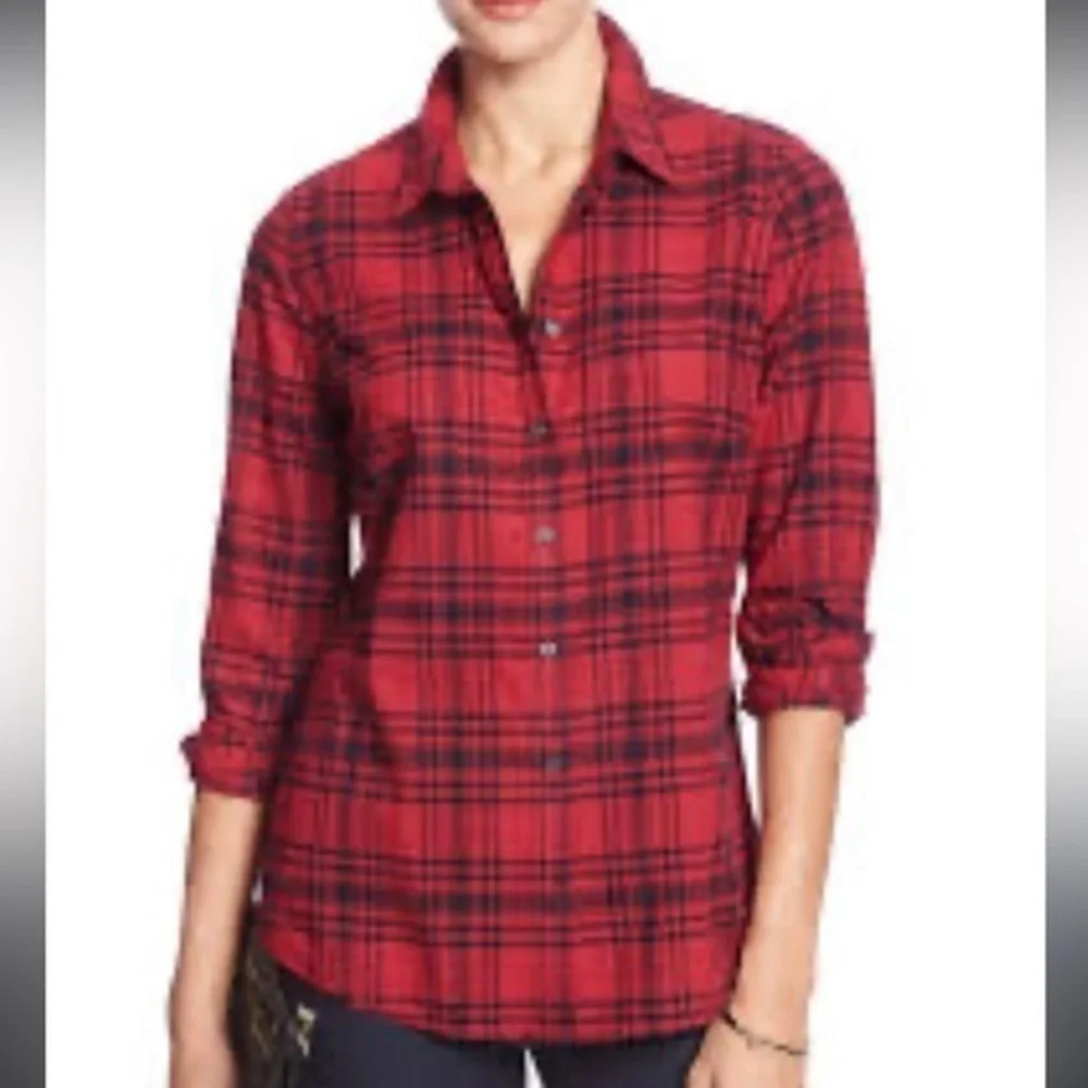 J. Crew red tartan plaid flannel shirt size XS
